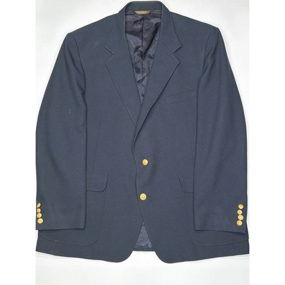 Kendrick Company Mens Navy Blue Blazer Gold Button Sport Coat 24.5